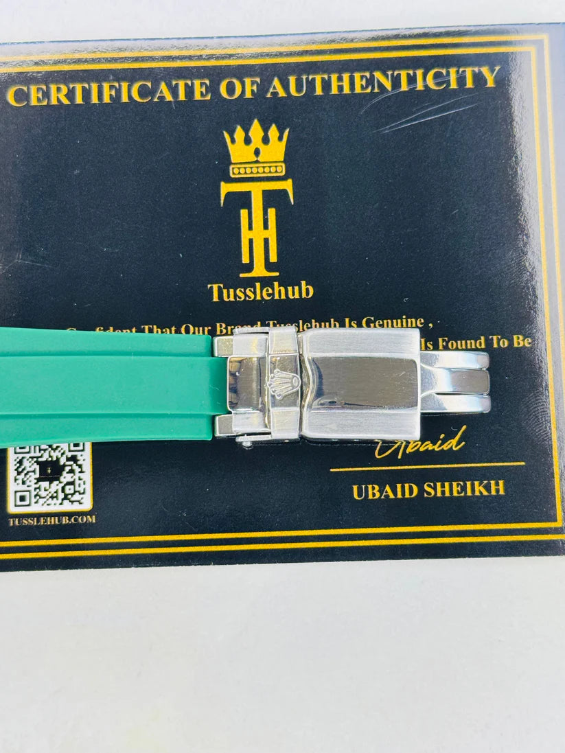 Green Silver Dial Black Yatchmaster Watch