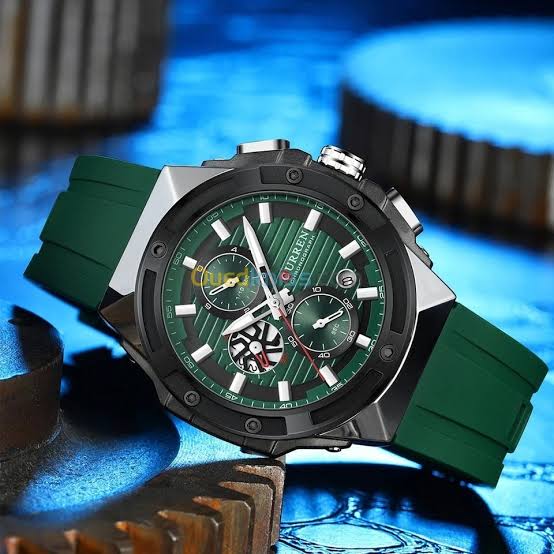 M8462 CURREN Green Dial Green Silicone Strap Original Wrist Watch For Men
