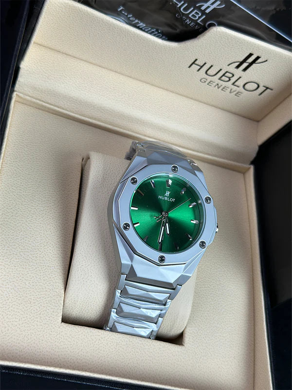 HB Elite Premium Watch - High Class Luxury Diamond Cut Chain - Green Dial