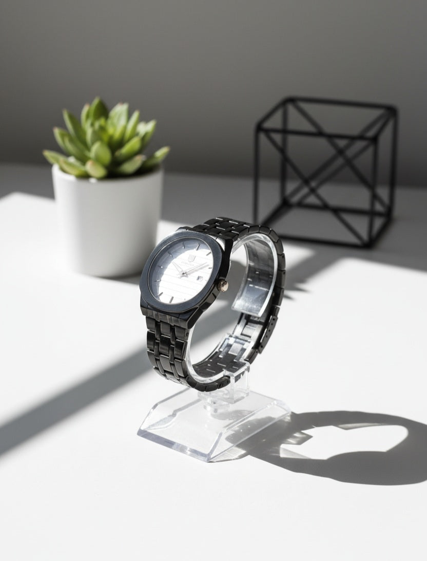 The Executive Octagon Collection of True Worth Silver, Two-Tone Gold, & Black Men's Watches