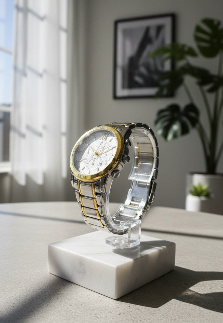 Daimond Blue Classic Silver-Tone & Gold-Tone Men's Watch