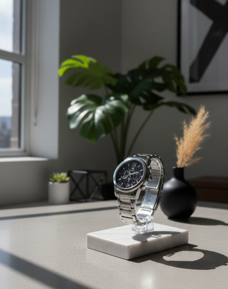 Daimond Blue Classic Silver-Tone & Gold-Tone Men's Watch