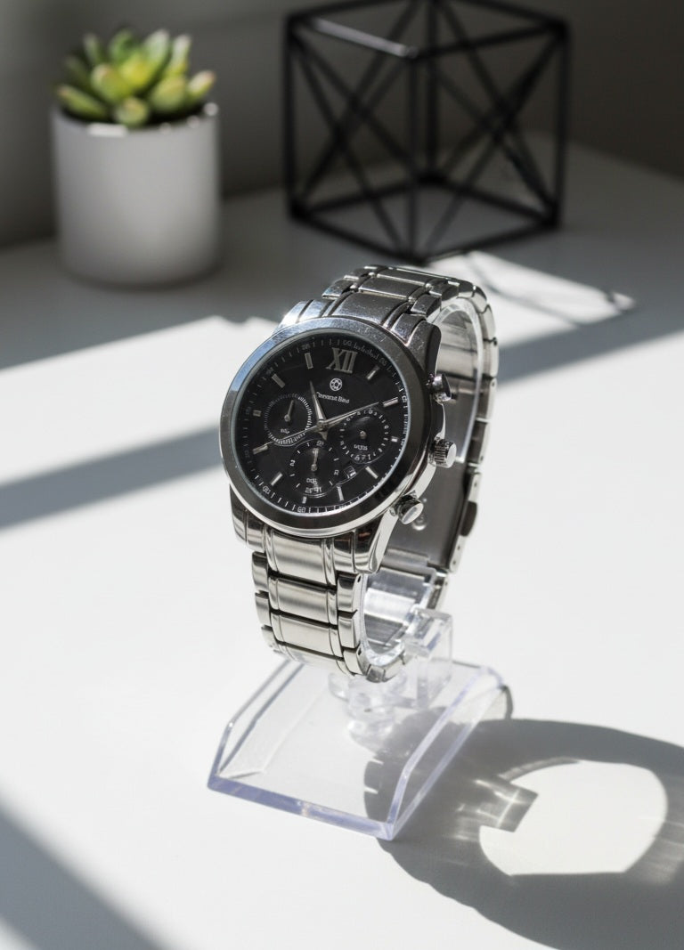 Daimond Blue Classic Silver-Tone & Gold-Tone Men's Watch