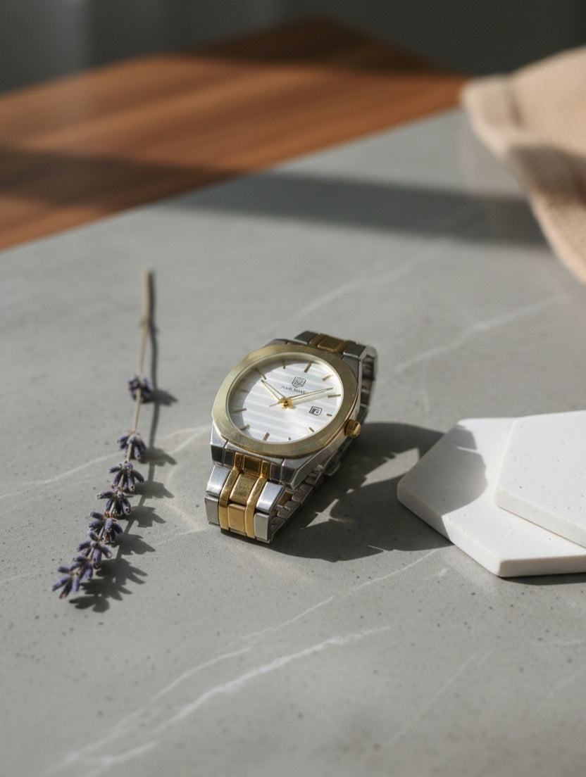 The Executive Octagon Collection of True Worth Silver, Two-Tone Gold, & Black Men's Watches