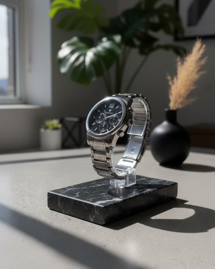 Daimond Blue Classic Silver-Tone & Gold-Tone Men's Watch