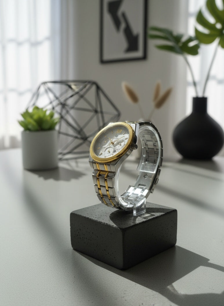 Daimond Blue Classic Silver-Tone & Gold-Tone Men's Watch