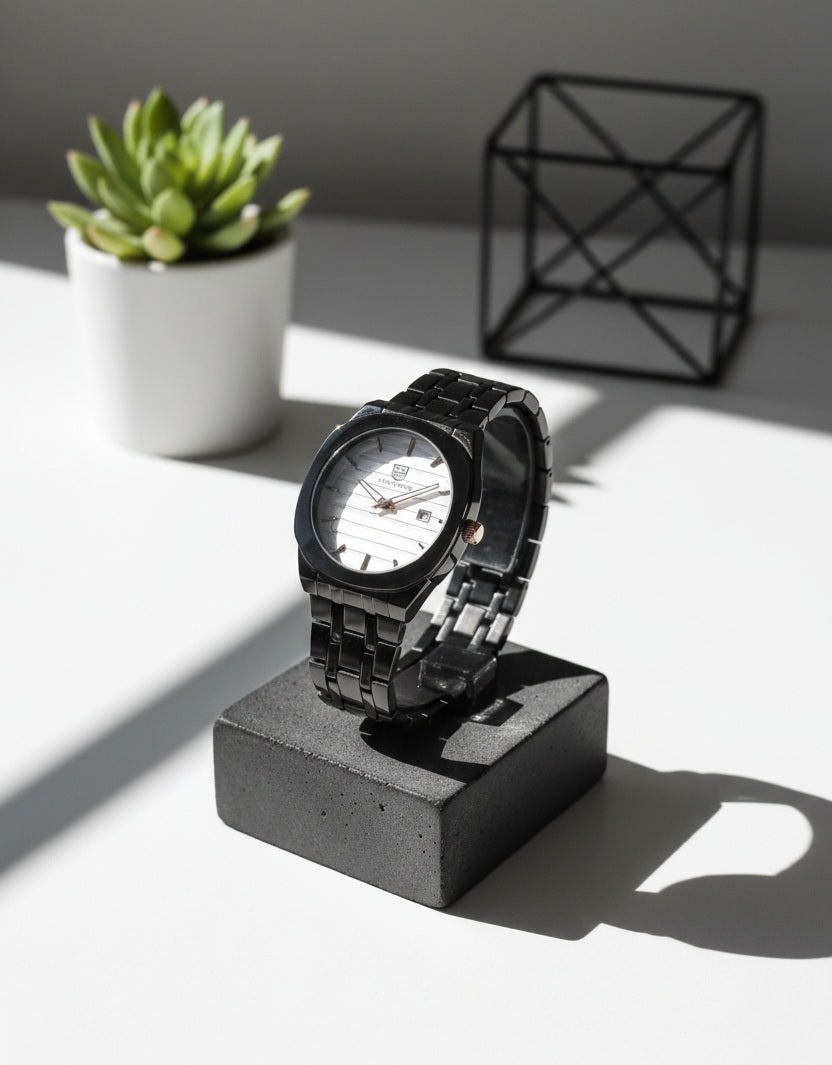 The Executive Octagon Collection of True Worth Silver, Two-Tone Gold, & Black Men's Watches