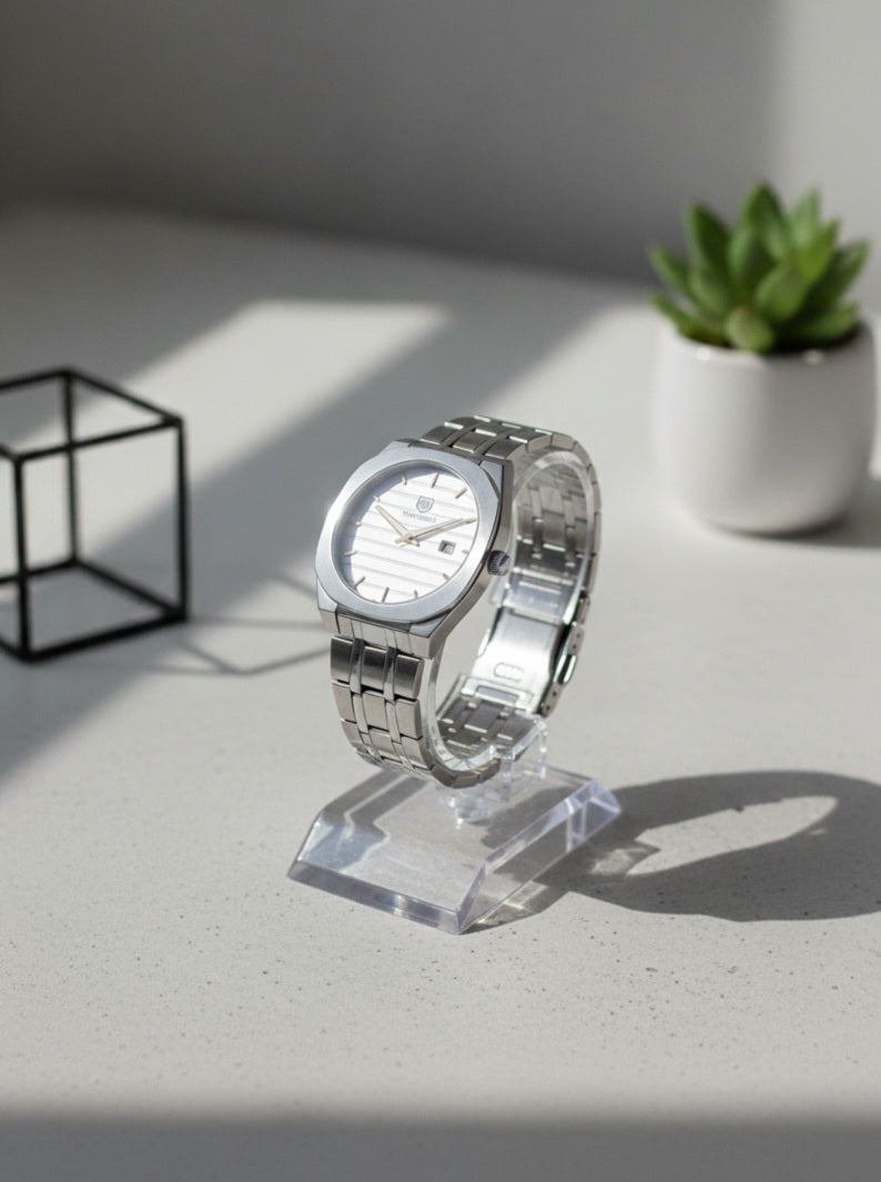 The Executive Octagon Collection of True Worth Silver, Two-Tone Gold, & Black Men's Watches