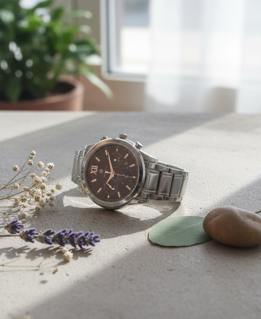 Daimond Blue Classic Silver-Tone & Gold-Tone Men's Watch