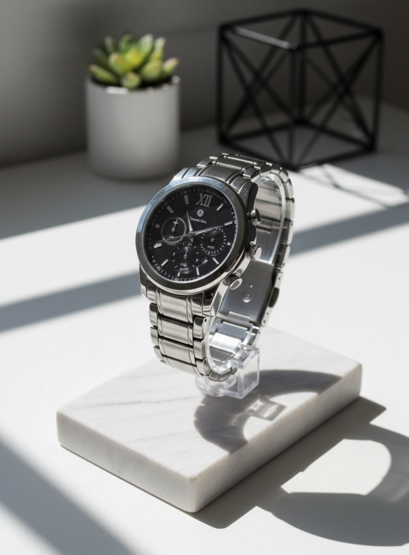 Daimond Blue Classic Silver-Tone & Gold-Tone Men's Watch